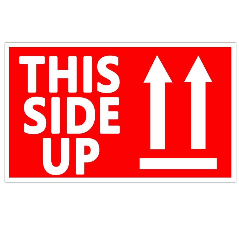 Top label 300 Pcs This Side Up Warning Stickers for Shipping and Packing - 2" X 3" Permanent Adhesive Labels,Warning Shipping Label,Roll - Image 1